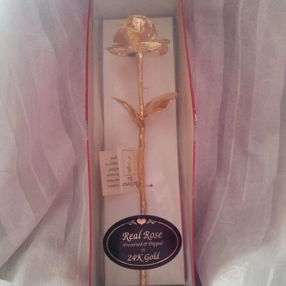 Vintage Real Rose Dipped In 24k Gold. 15+Years Old - image 2